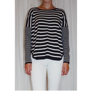 Preppy Navy and white striped sweater